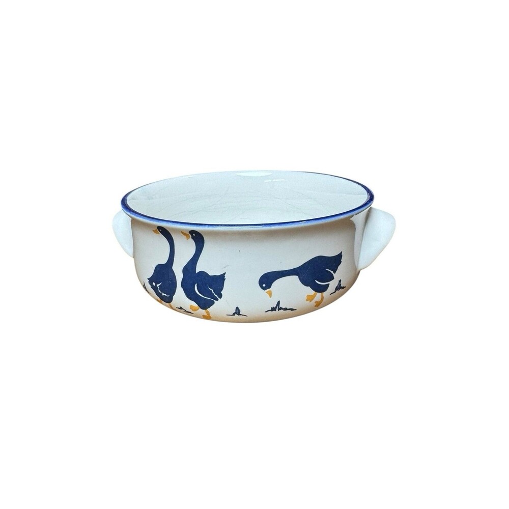 Vintage Geese Soup Bowl Rosenthal Netter Blue White Kitchen Goose 5x2 Cocotte